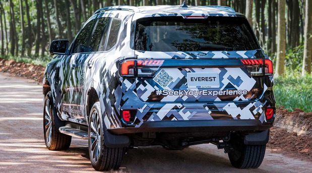 New 2022 Ford Everest SUV rear view teased