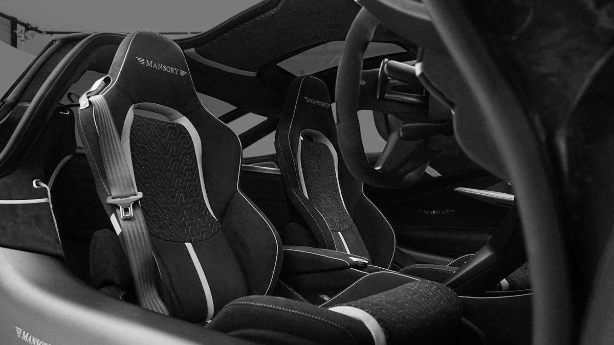 Mansory McLaren 720S in black interior seats view