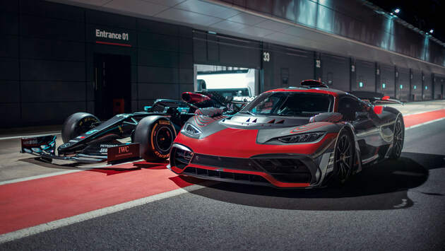 2022 mercedes benz amg one with F1 racing car