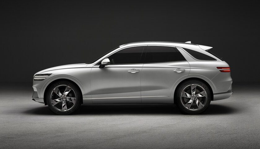 New 2023 Genesis GV70 electric SUV side view