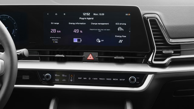 New 2022 Kia Sportage Hybrid SUV dashboard inside view