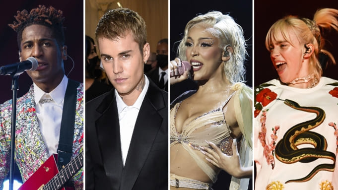 grammy awards 2022 nominees, Jon Batiste, Justin Bieber, Doja Cat and Billie Eilish