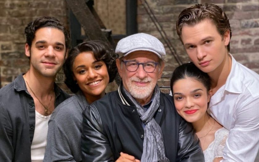 Steven Spielberg's "West Side Story" Rachel Zegler and Ansel Elgort and two more people